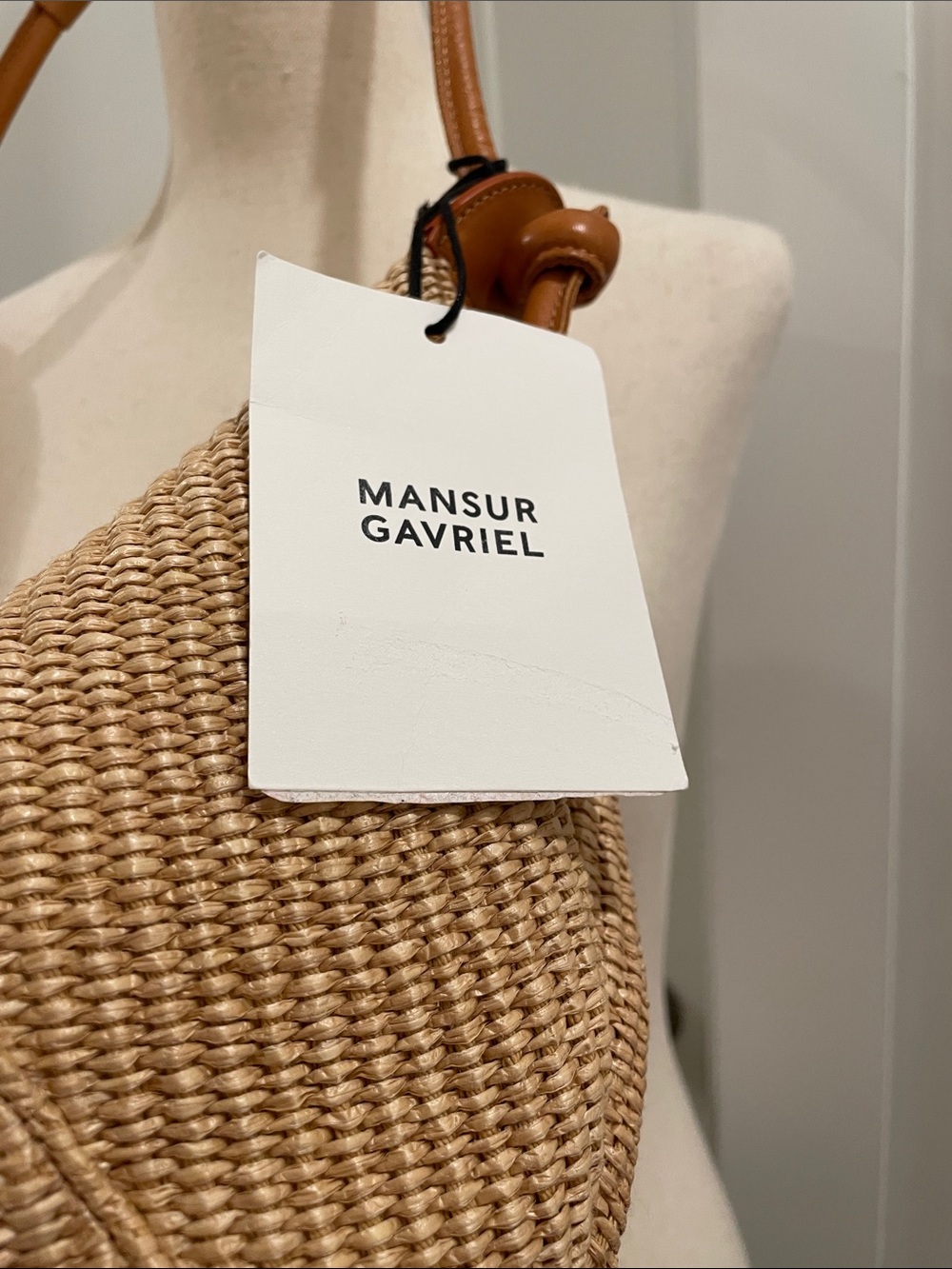 Mansur Gavriel Fortuna Raffia Hobo bag with Leather Handle - Picture 2 of 9